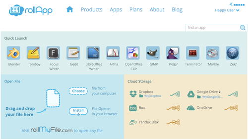 New rollApp user home page